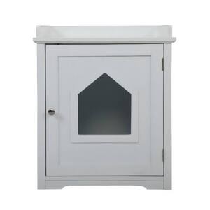 TRIXIE Standard Wood Litter Box Enclosure with Top Shelf in White 