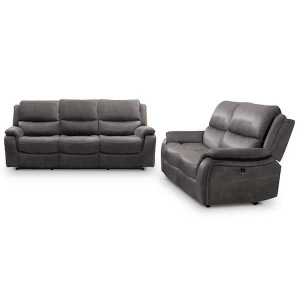 Furniture of America Dinne 2-Piece Dark Gray Polyester Reclining Living Room Set