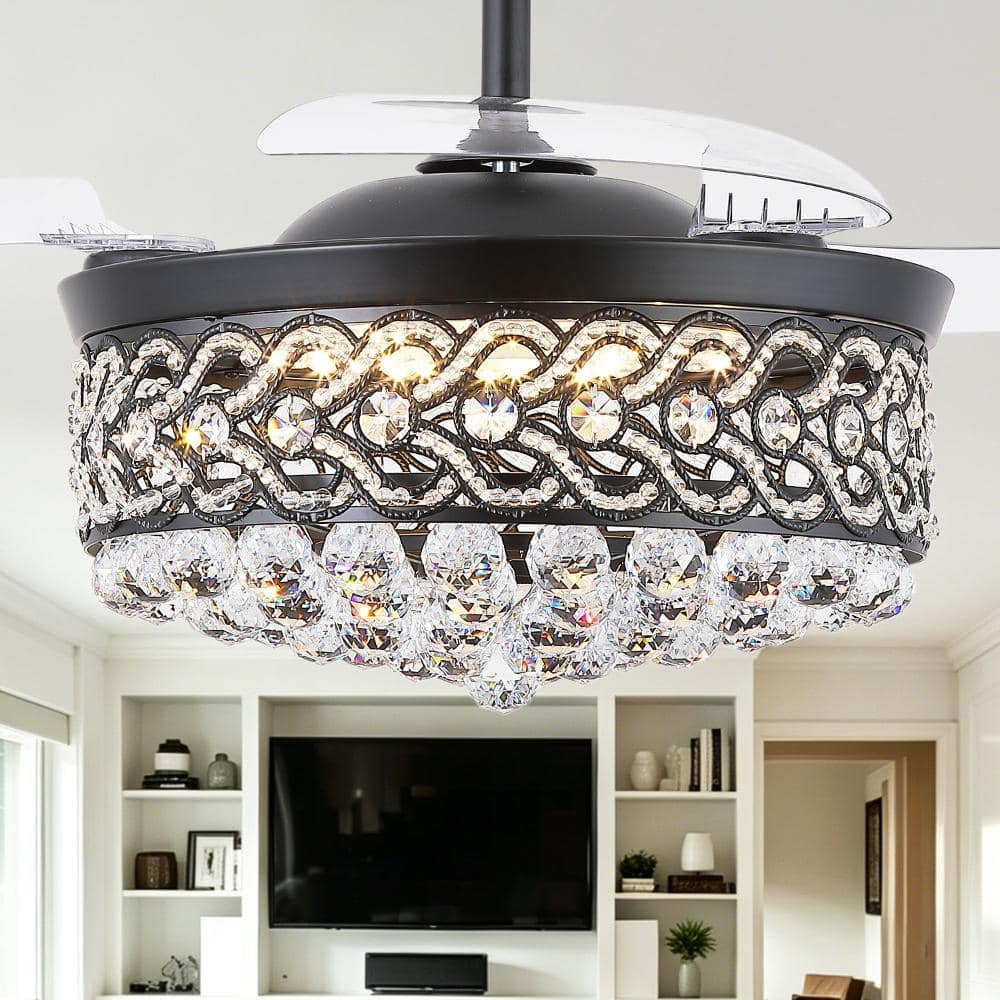 48-inch black crystal ceiling fan with light, invisible blade design, suitable for indoors price history on PriceWatchPro