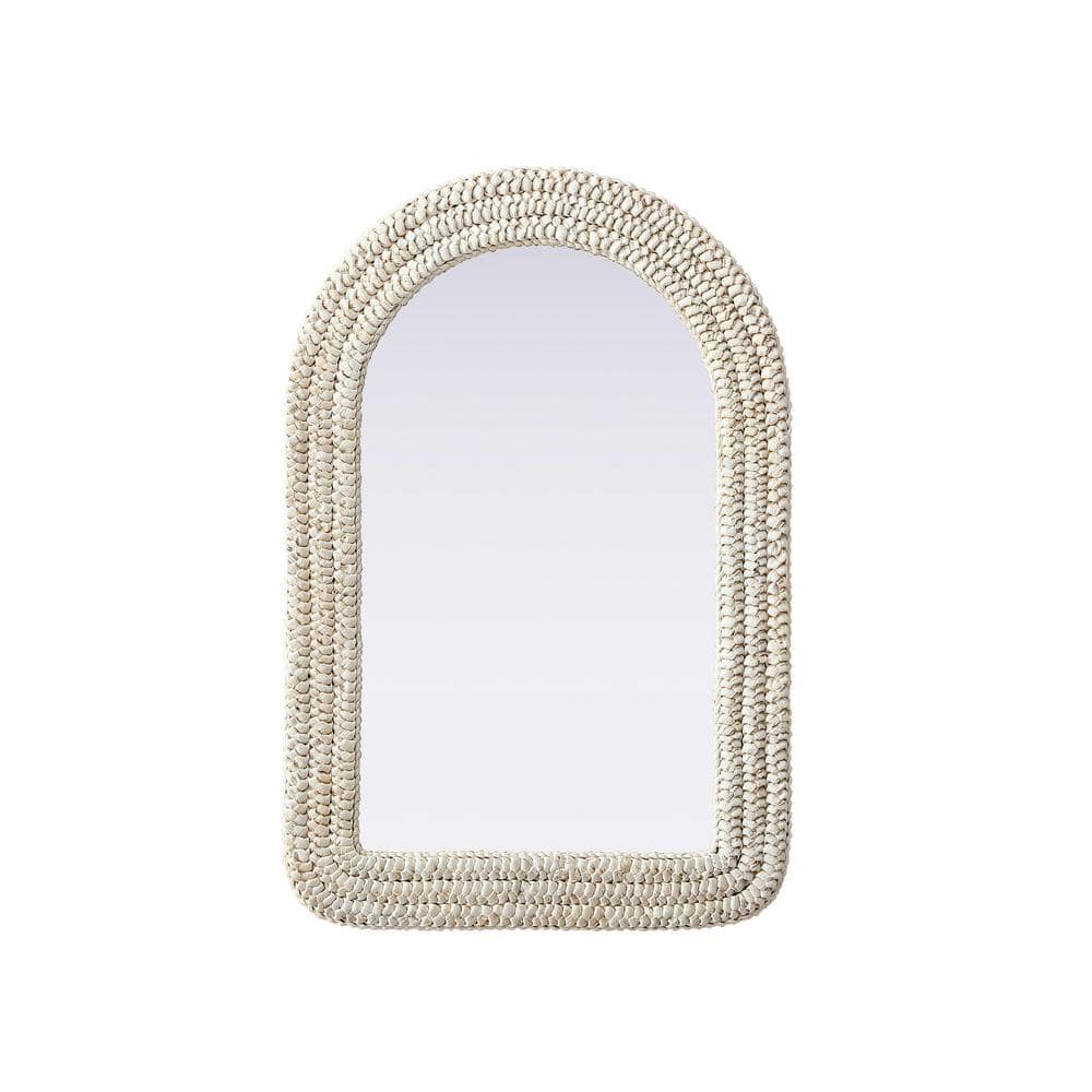 Timeless Home Linen White 24 in. W x 36 in. H Cornhusk Wall Mirror