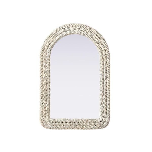 Unbranded Timeless Home Linen White 24 in. W x 36 in. H Cornhusk Wall Mirror