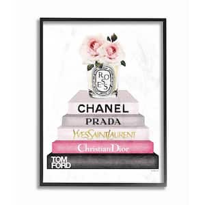 16 in. x 20 in. "Book Stack Fashion Candle Pink Rose" by Amanda Greenwood Wood Framed Wall Art