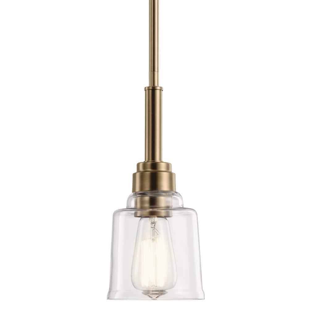 Aivian 5" Mini Pendant Light in Weathered Brass with Clear Glass