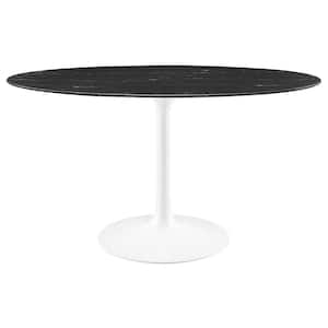 Lippa 54 in. White Black Artificial Marble Dining Table