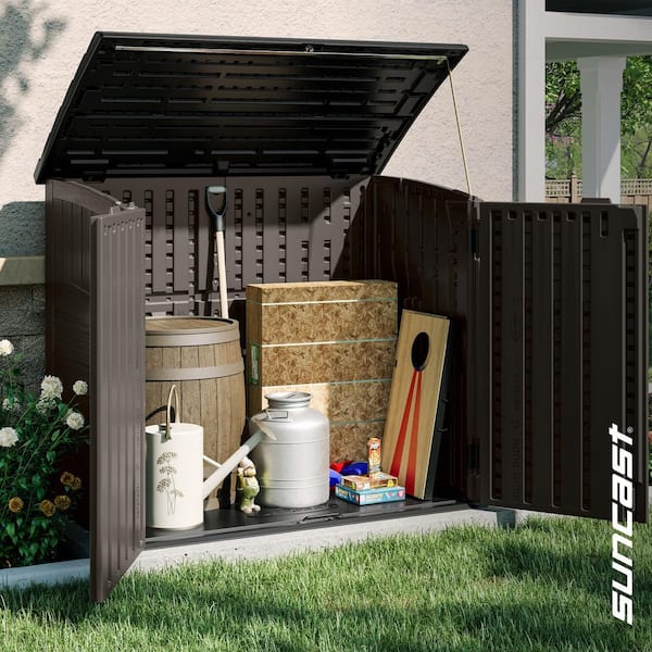 4 ft. 5 in. W x 2 ft. 8.5 in. D x 3 ft. 9.5 in. H Plastic Resin Horizontal Storage Cabinet Shed in Stoney (Gray)