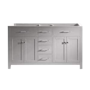 Caroline 60 in. W x 22 in. D x 33.5 in H Bath Vanity Cabinet without Top in Gray