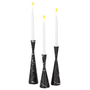 Marble Resin Candle Holders - Pack of 18 Black Decorative Taper Candlesticks for Home Decor, Table Centerpieces,