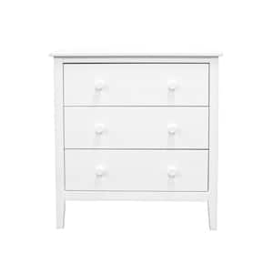 3-Drawer White Easy Pieces Solid Wood Chest of Drawers 32.4 in. H x 30 in. W x 14.6 in. D