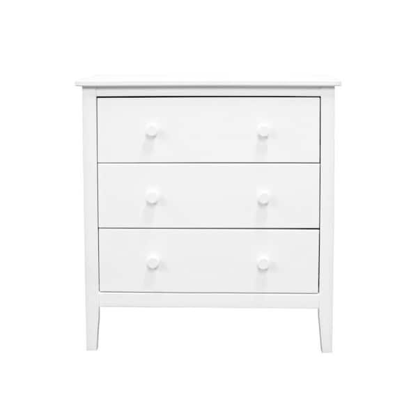 Adeptus USA 3-Drawer White Easy Pieces Solid Wood Chest of Drawers