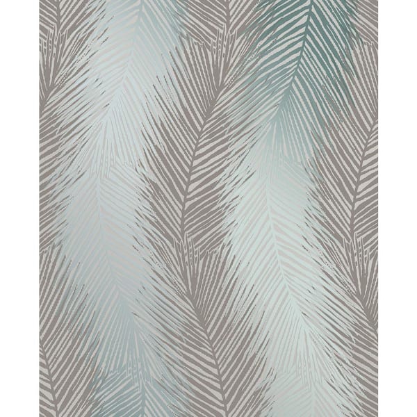 Decorline Wheaton Teal Leaf Wave Paper Strippable Roll (Covers 56.4 sq. ft.)