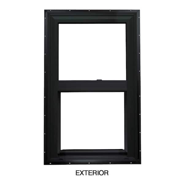 American Craftsman 35.5 in. x 59.5 in. 60-Series Single Hung Vinyl Window Black Exterior and White Interior