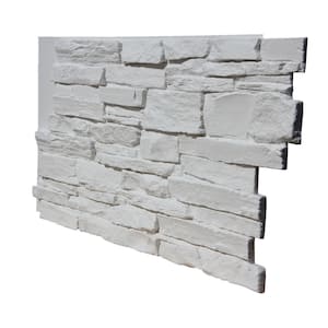 Ledge Stone 48 in. x 24.25 in. Polyurethane Interlocking Siding Panel in Coconut White