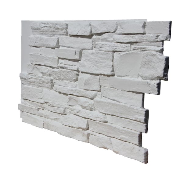 48 in. W x 24.25 in. L Coconut White Faux Stone Panel Siding