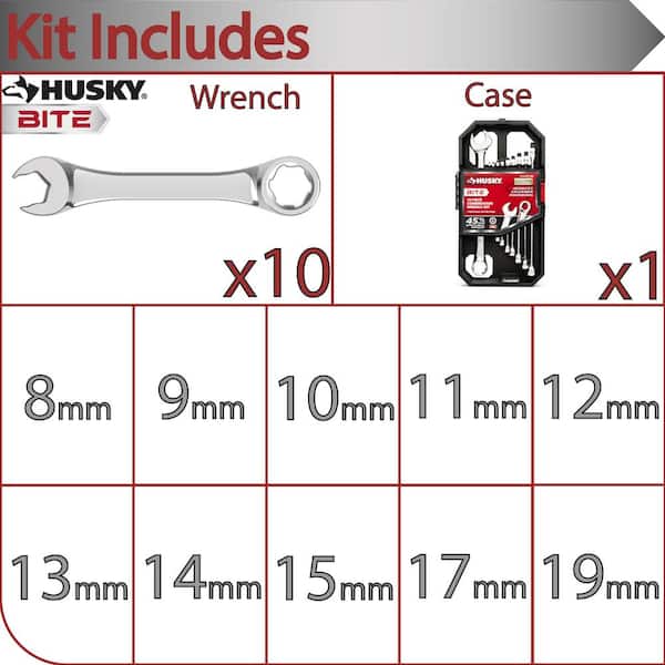 Husky - BITE Metric Combination Wrench Set (10-Piece)
