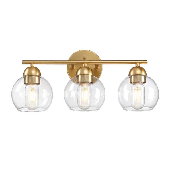 18.32 in. 3-Light Gold Vanity Light for Bathroom Lighting