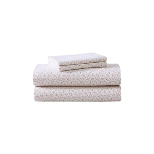 Evie 3-Piece Pink Cotton Flannel Twin Sheet Set