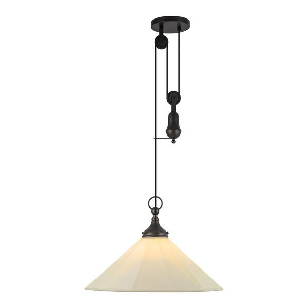 ALORA MOOD Ellen 20-in 1 Light 60-Watt Matte Black/White Linen Pendant Light