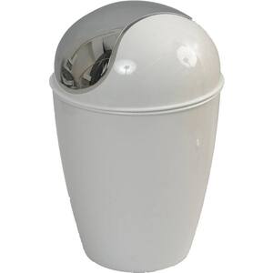 0.5 l/0.3 Gal. Mini Waste Basket for Bath or Kitchen Countertop in Chrome Lid and White