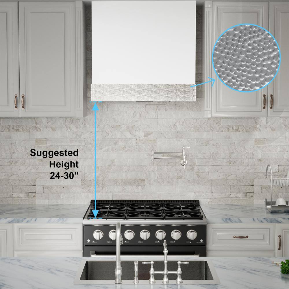 30-Inch White and Copper Wall Mounted Stainless Steel Range Hood