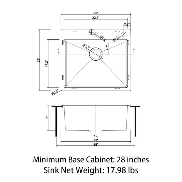 KOHLER Verse Stainless Steel 25 in. Single Bowl Drop-In Kitchen Sink  K-RH28896-4-NA - The Home Depot