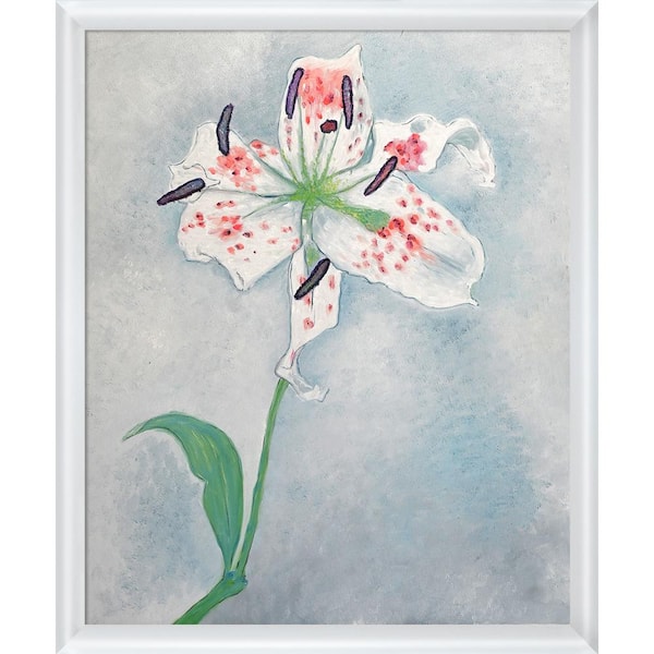 LA PASTICHE Lily by Piet Mondrian Moderne Blanc Framed Abstract Oil Painting Art Print 22.75 in. x 26.75 in.
