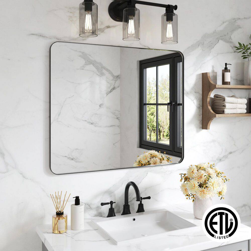 40 in. W x 36 in. H Rectangular Frameless Wall Mount Bathroom Vanity Mirror, Tempered Shatterproof Glass price history on PriceWatchPro