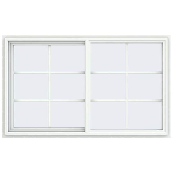 59.5 in. x 35.5 in. V-4500 Series White Vinyl Left-Handed Sliding Window with Colonial Grids/Grilles