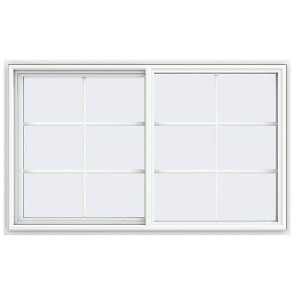 JELD-WEN 59.5 in. x 35.5 in. V-4500 Series White Vinyl Left-Handed Sliding Window with Colonial Grids/Grilles