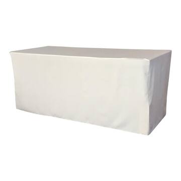 LA Linen 72 in. L x 30 in. W x 30 in. H White Polyester Poplin Fitted Tablecloth TCpop_fit_72x30x30_WhiteP11