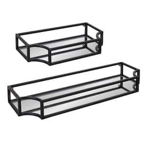 Ciel 6.00 in. x 18.25 in. Black Metal Floating Decorative Wall Shelf