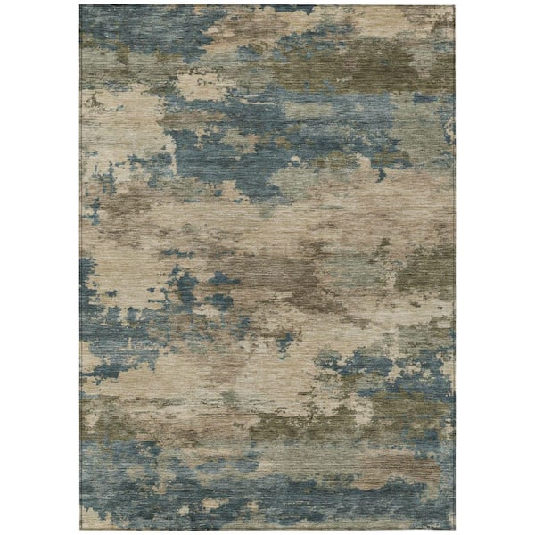 Chantille Machine Washable Indoor/Outdoor Abstract ACN2075 Teal 8 ft. x 10 ft. Area Rug
