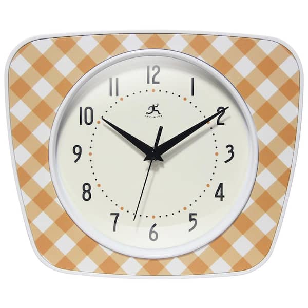 Plaid Trapezium Orange Wall Clock, 9.25 in. x 10.875 in.
