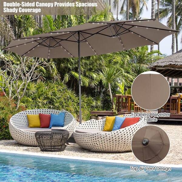 hampton bay patio umbrella home depot GRANDPATIO 10x10 ft Square Cantilever Umbrella, Deluxe Curvy Offset with Base POLYWOOD Color:Vintage White SKY5709:0-651-289-0 Peek inside Christie Brinkley's