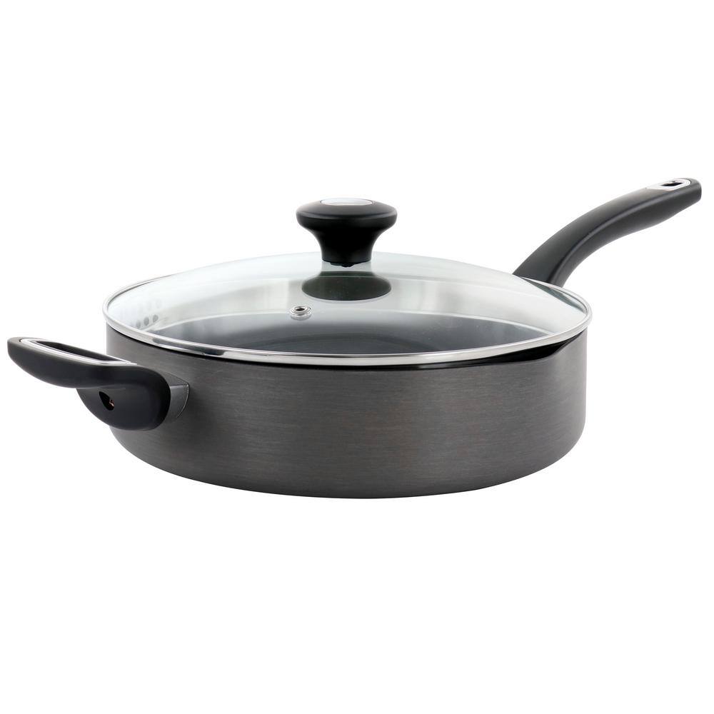 MARTHA STEWART 3.5 qt. Nonstick Aluminum Saute Pan with Strainer Lids ...