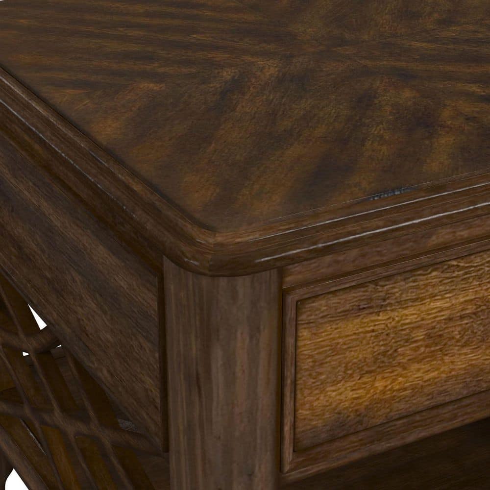 Stark 24 in. Cherry Rectangle Wood End Table with Spacious Drawer - thumbnail 6