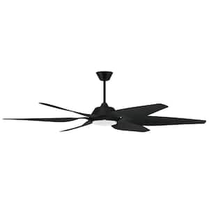 Zoom 66 in. Indoor/Outdoor Flat Black Finish Ceiling Fan with Integrated LED Light & Remote/Wall Control Included
