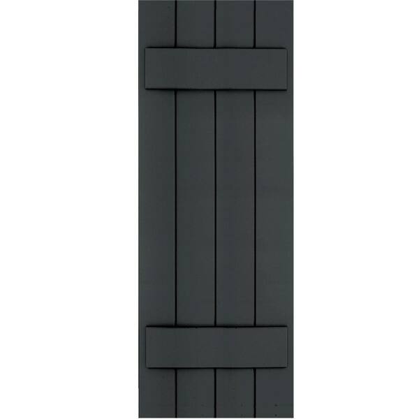 Winworks Wood Composite 15 in. x 42 in. Board & Batten Shutters Pair #632 Black