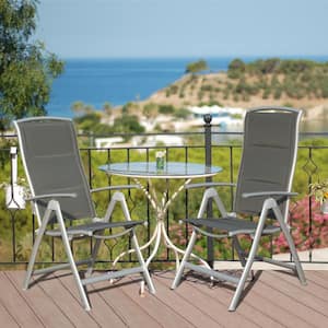 Domi Living Padded Folding Patio Chairs, 7-Position Recline, Aluminum Frame