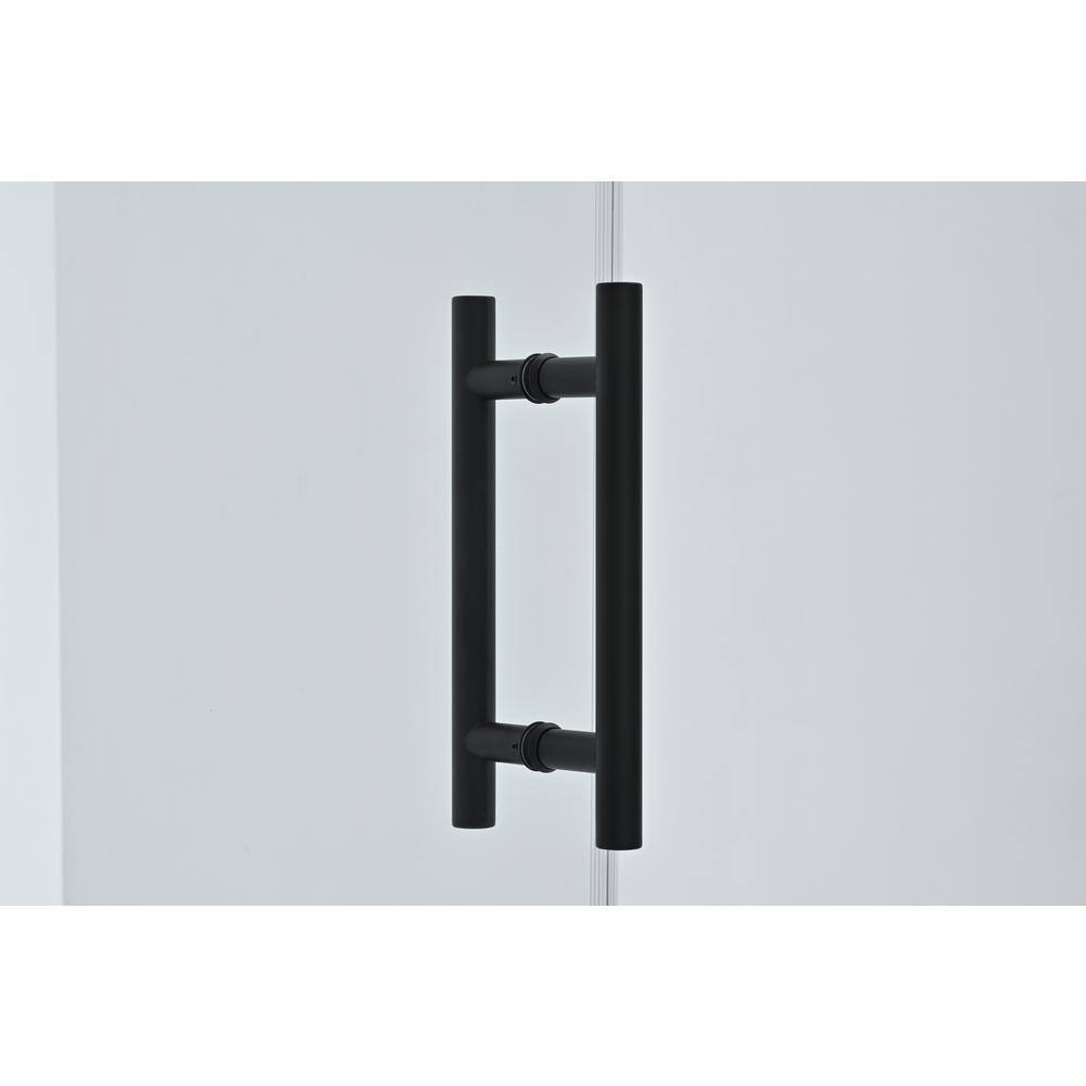 60 in. Matte Black Frameless Soft Close Sliding Shower Door with Clear Glass
