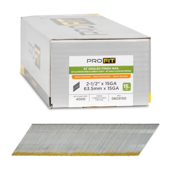 2-1/2 in. x 15GA 33° Galvanized Collated Finish Nails (4000-Per Box)