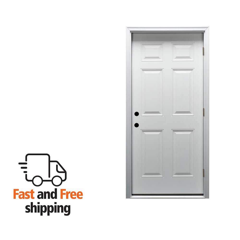 MMI DOOR 36 in. x 80 in. Left Hand/Outswing 6-Panel Classic Primed