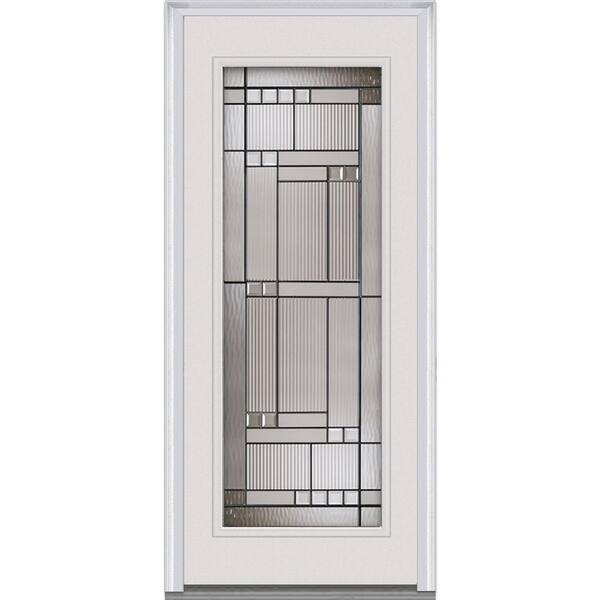 MMI Door 36 in. x 80 in. Kensington Left-Hand Inswing Full Lite Decorative Primed Steel Prehung Front Door