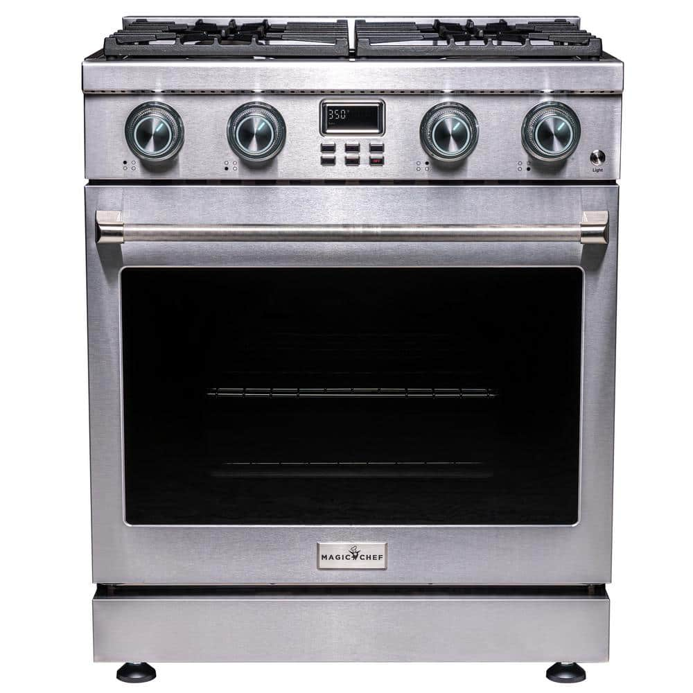 Magic Chef 30 in. 4 -Burner Slide-in Gas Range in Stainless with Convection