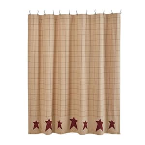 Connell 72 in. W x 72 in. L Cotton Blend Shower Curtain in Burgundy Tan