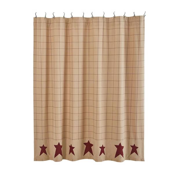 VHC BRANDS Connell 72 in. W x 72 in. L Cotton Blend Shower Curtain in Burgundy Tan