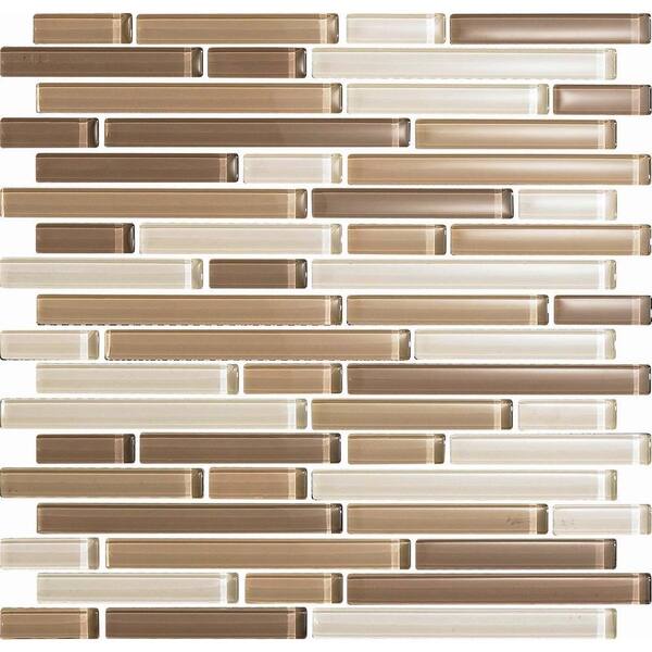 Epoch Architectural Surfaces Color Blends Arena-1605 S Gloss Strips Mosaic Glass 12 in. x 12 in. Mesh Mounted Tile (5 Sq. Ft./Case)-DISCONTINUED