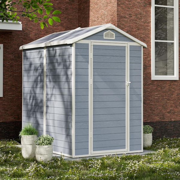 4 ft. x 6 ft. Plastic Storage Resin Shed with Floor Foundation, Air Vents for Patio, Grey (24 sq. ft. Coverage Area)