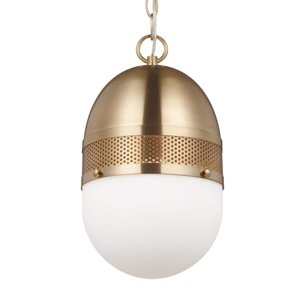 Bea Satin Brass Globe Pendant with Etched Opal Glass Shade