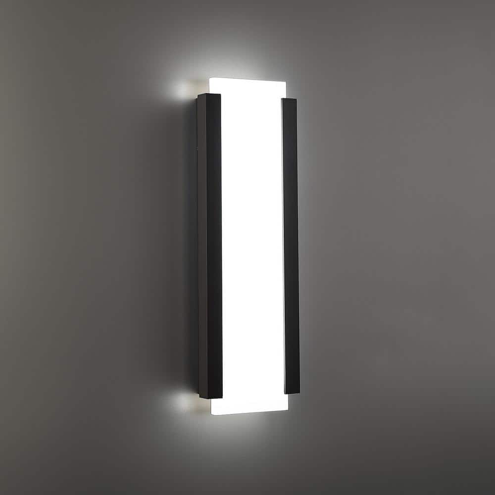 Sleek Black Aluminum 15W LED Wall Light with Acrylic Panel