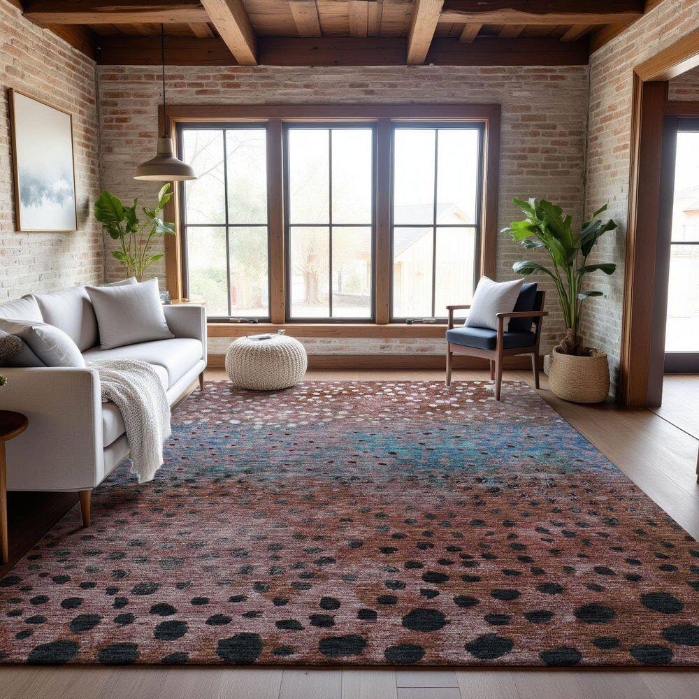 Addison Rugs Mayfield Premium Machine Washable Abstract AMF1074 Paprika ...